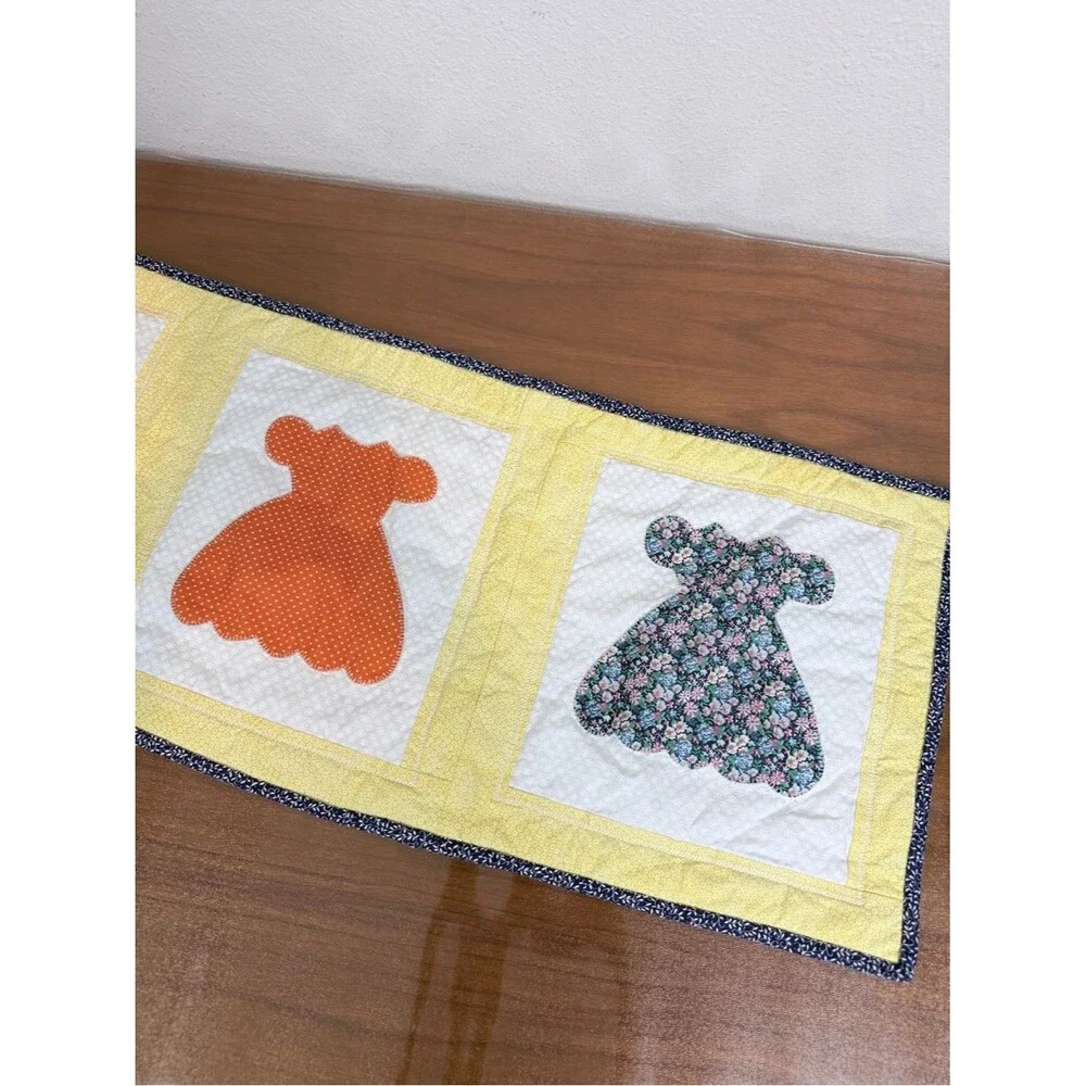 Handmade Yellow Quilted Sundress Wall Hanging Table Runner 12x42